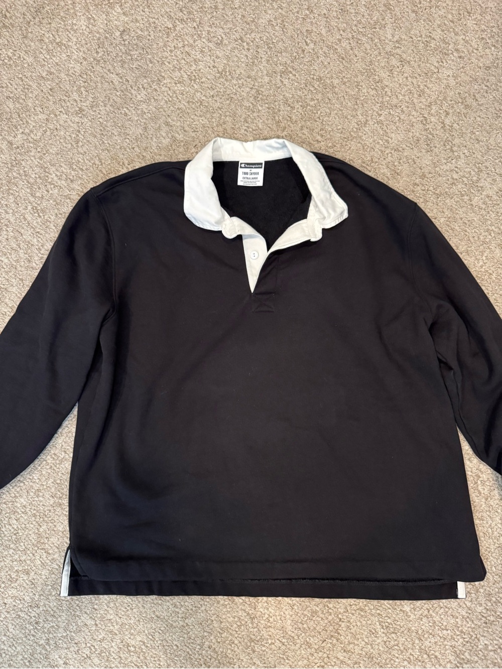 Todd Snyder x Champion Black Rugby Pullover Oversized Swearshirt